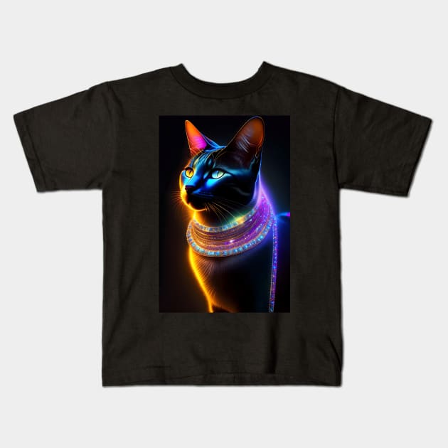 Black Cat - Modern digital art Kids T-Shirt by Ai-michiart